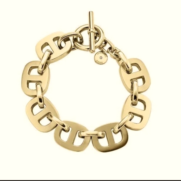 Michael Kors Heritage Maritime Chain Link Toggle Bracelet Gold Tone Heavy NWT - Picture 1 of 15